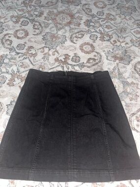 Free People Black Mini Denim Skirt